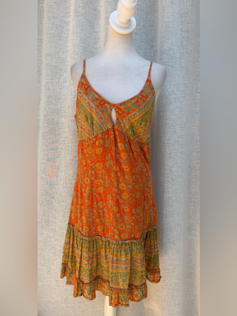 Solitaire orange green floral mini dress